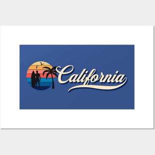 Retro California Surfing Posters and Art